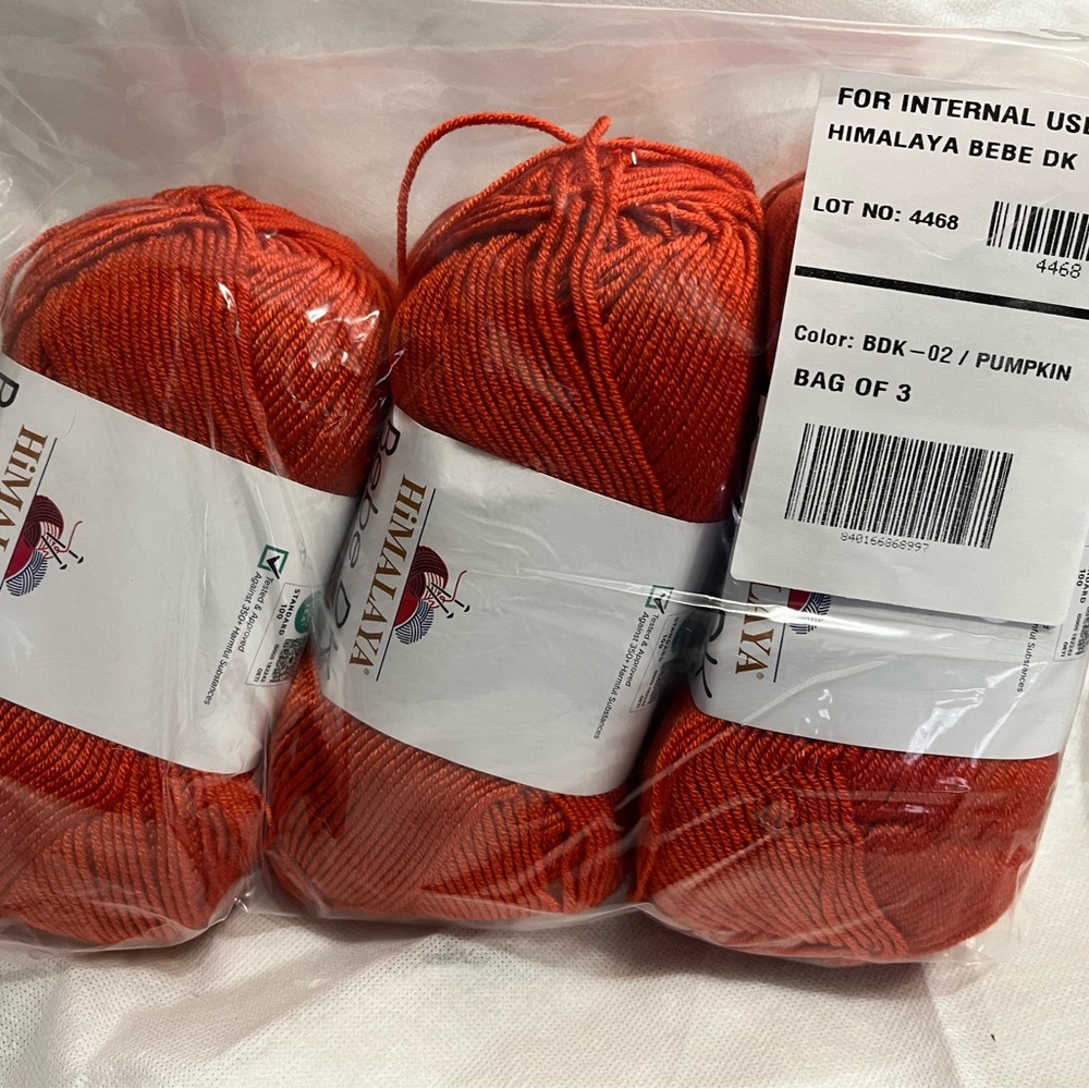 3 Skeins Himalaya Bebe DK Yarn Pumpkin Light 3 273 yards 250m 3.5oz 100g Crochet